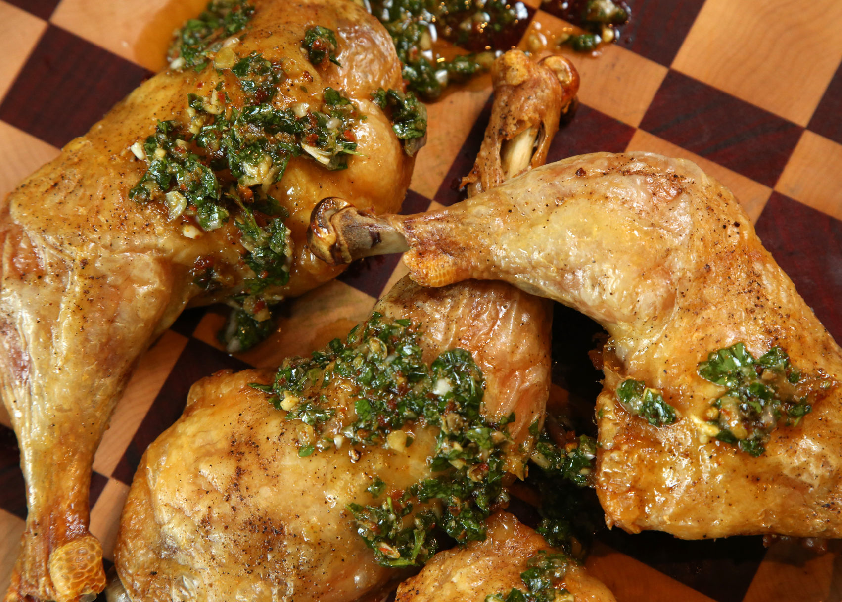 Roasted Chicken Quarters with Salsa Verde
